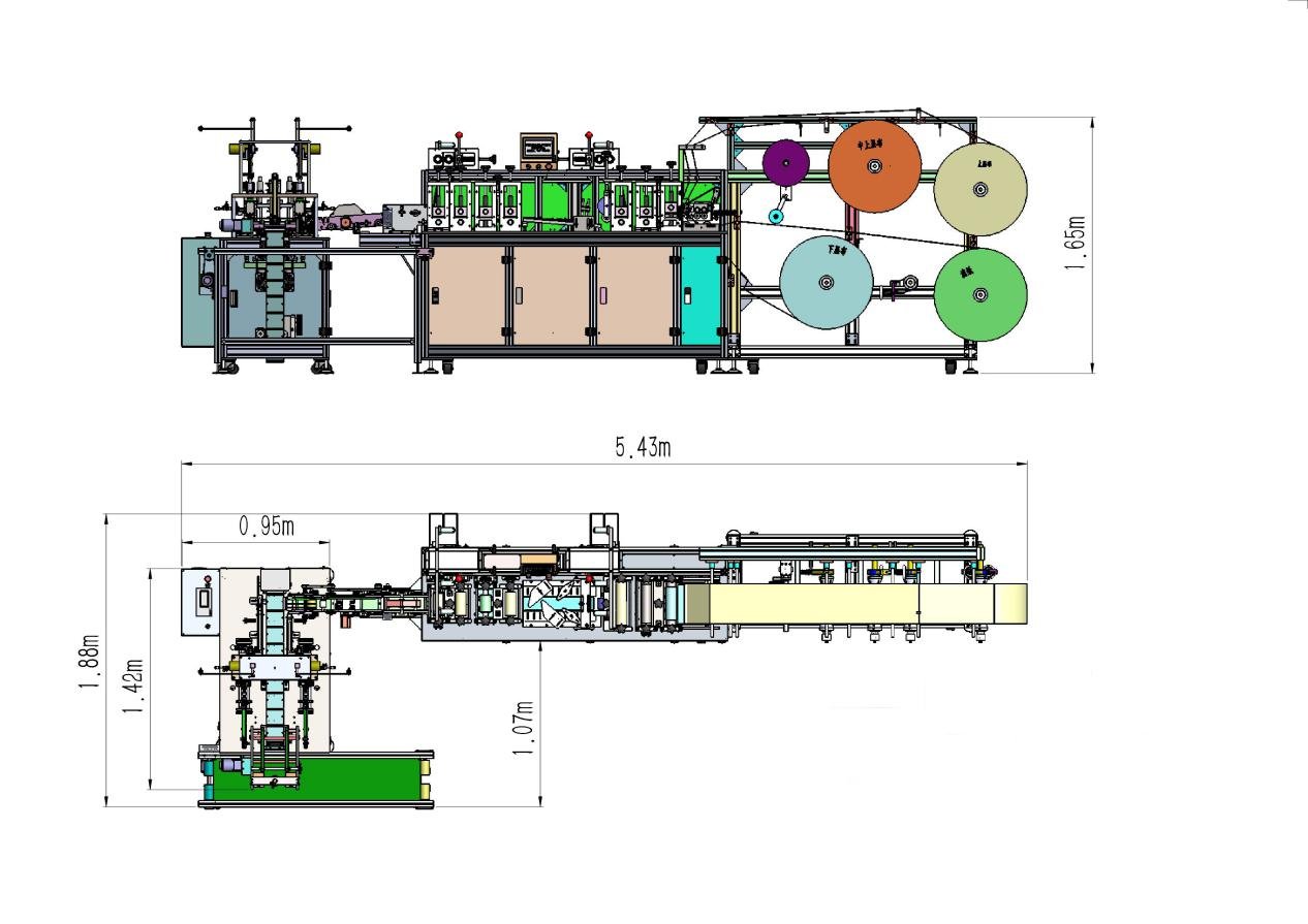 LA826 automatic fish shape mask machine installation layout drawing