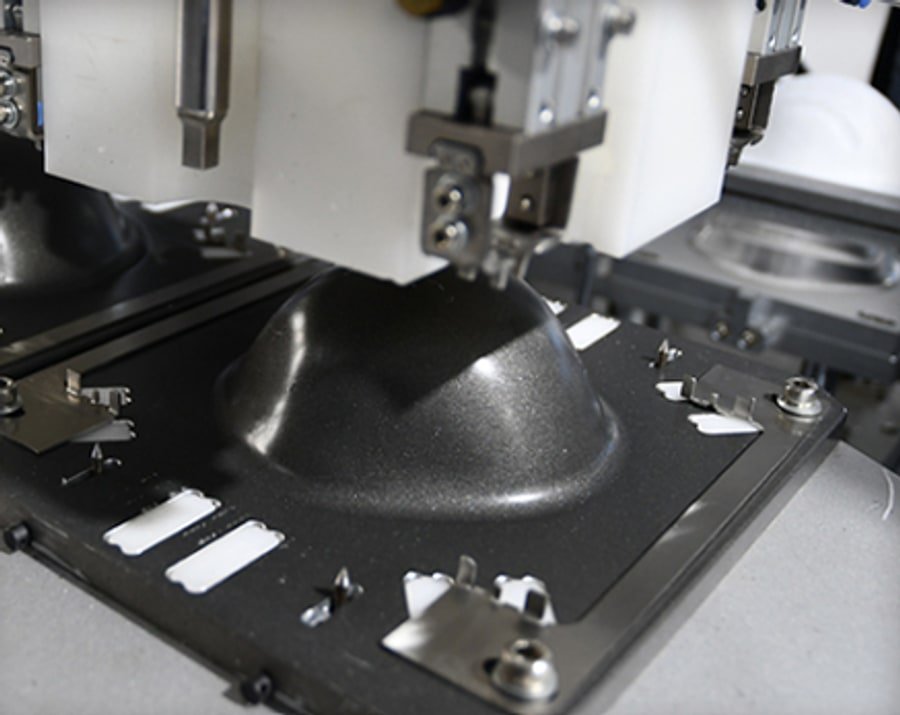 ultrasonic welding station on an automatic mask machine
