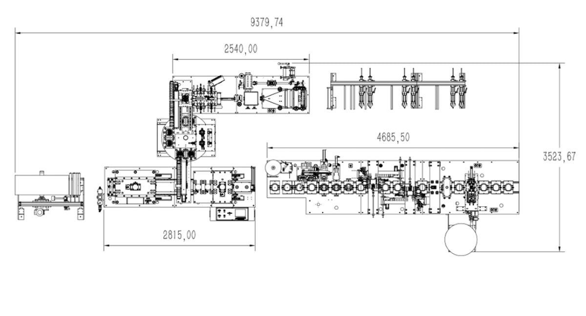 LA810 product size and machine layout